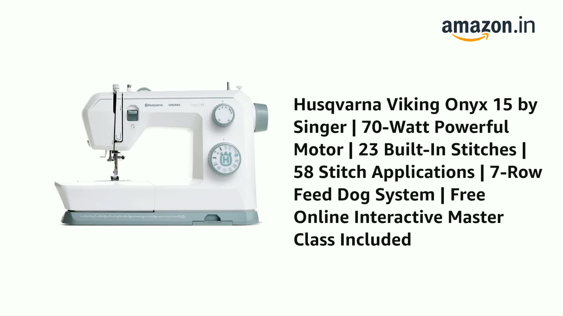 Husqvarna Viking Onyx 15 by Singer | 70-Watt Powerful Motor | 23